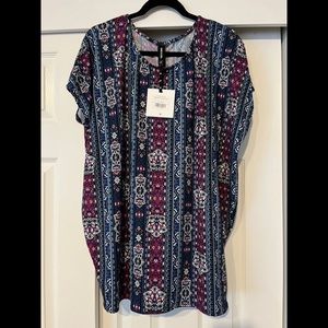 Agnes & Dora BNWT Magenta & Navy Stripe Boho Short Sleeve Dolman XL